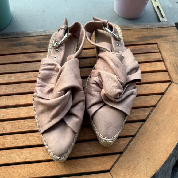 Allsaints Womens Rise Espadrille Sandals in Blush Pink With Knotted Leather Stra - Picture 8 of 8